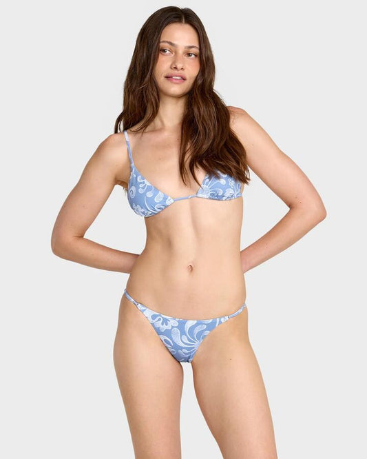Image of Swimwear. Productname: rvca Womens Sub Aloha Hi Waist Skimpy Bikini Bottom Light Blue - in Light Blue colour by brand - Rvca
