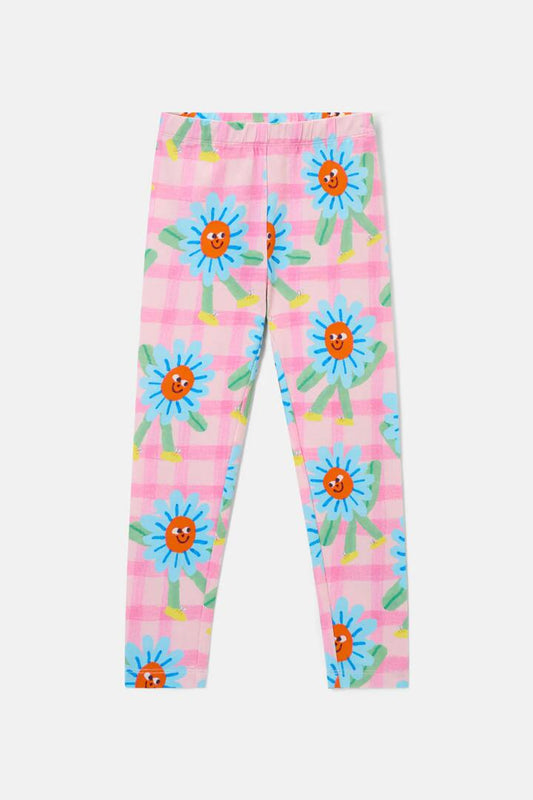 Image of a model wearing Pants. Productname: Walking Daisy Kids Legging in Pink colour by brand - Gorman