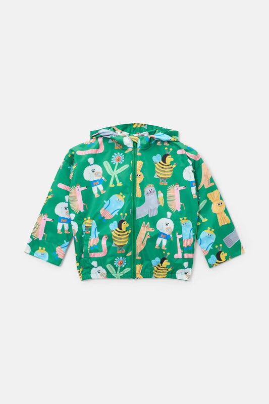Image of a model wearing Rain Coats. Product name - Believe Kids Raincoat in Green colour by brand - Gorman