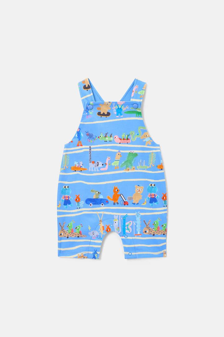 Image of a model wearing Pants. Productname: Walking Mates Baby Overalls in Blue colour by brand - Gorman