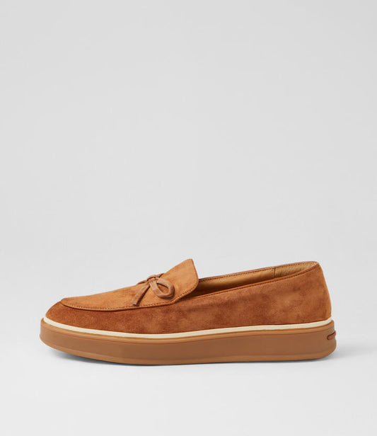 Image of Flats. Productname: Parsino Camel Suede Loafers in Camel colour by brand - MIDAS