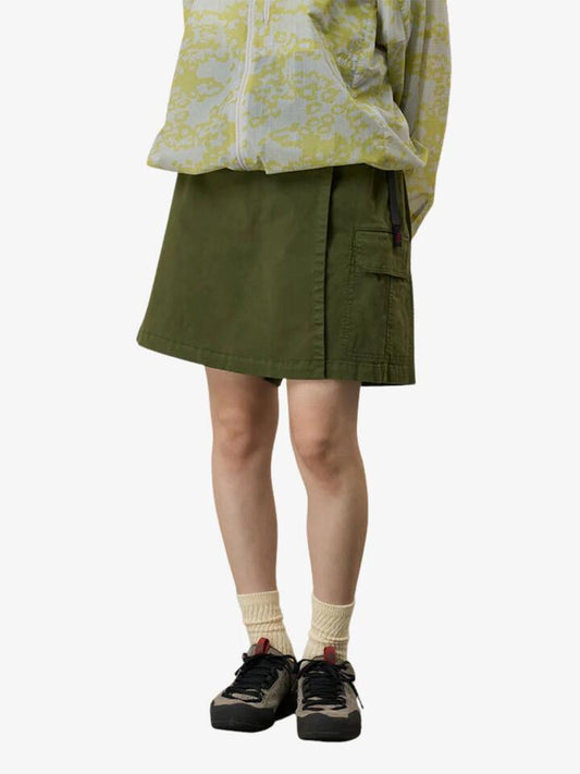Image of a model wearing Skirts. Productname: Gramicci G-Skort in Olive colour by brand - Gramicci