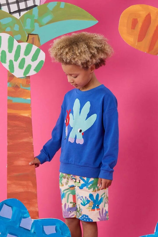 Image of a model wearing Outerwear. Productname: Driver Kids Sweater in Blue colour by brand - Gorman