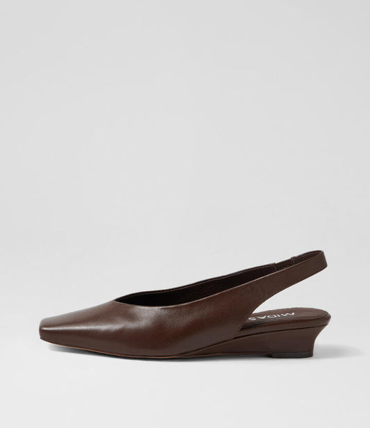 Image of Heels. Productname: Paramore Dark Brown Leather Heels in Dk Brown colour by brand - MIDAS