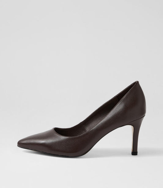 Image of Dresses. Productname: Berri Choc Leather Pump in Choc colour by brand - MIDAS