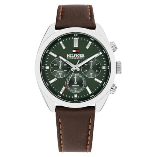 Image of Watches. Productname: Tommy Hilfiger Hudson Chronograph Brown Leather Watch 1710719 in Watch colour by brand - Tommy Hilfiger