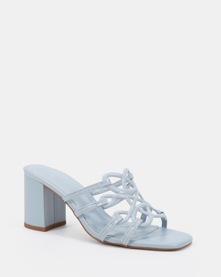 Image of Heels. Productname: Newly: Blue Croc - Women's Strappy - High Heel in Camo colour by brand - Novo