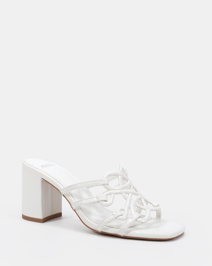 Image of Heels. Productname: Newly: White Croc - Women's Strappy - High Heel in White colour by brand - Novo