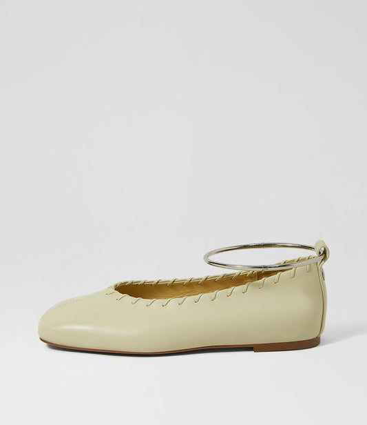 Image of Shoes. Productname: Bayse Soft Lemon Leather Ballet Flats in Soft Lemon colour by brand - MOLLINI