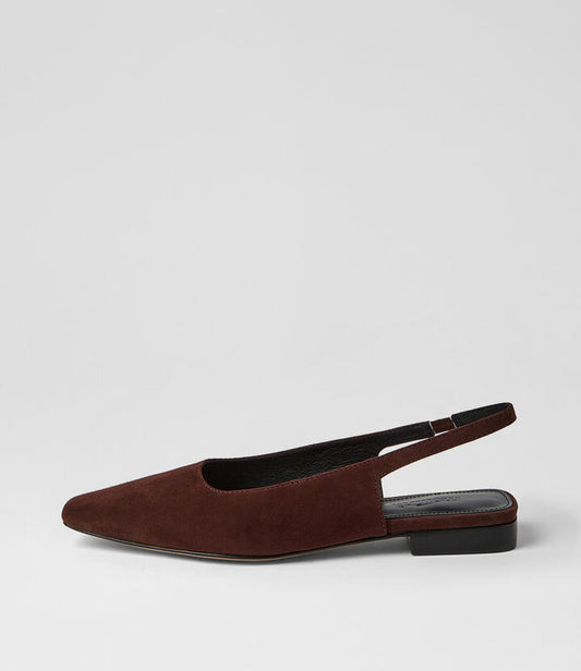 Image of Shoes. Productname: Othentic Deep Choc Suede Flat Shoes in Deep Choc colour by brand - MOLLINI