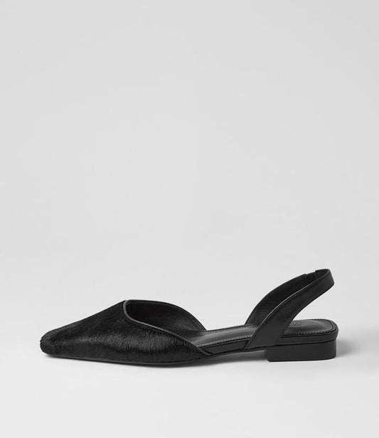Image of Shoes. Productname: Oolee Black Pony Flat Shoes in Black colour by brand - MOLLINI