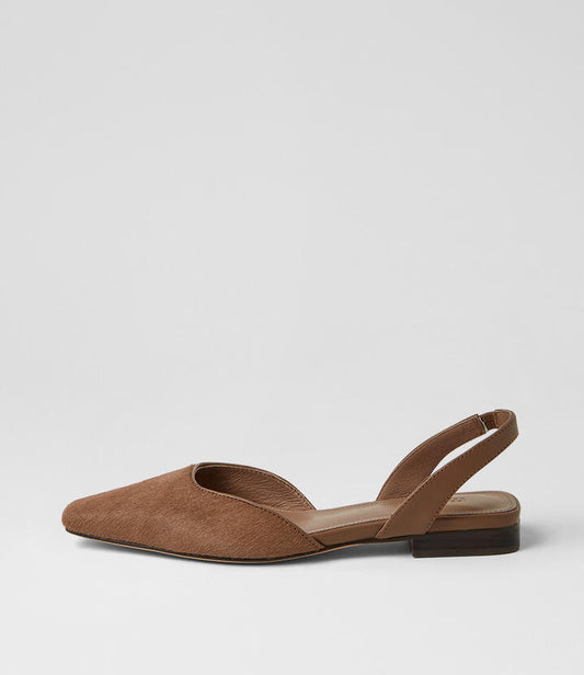 Image of Shoes. Productname: Oolee Mocca Pony Flat Shoes in Mocca colour by brand - MOLLINI