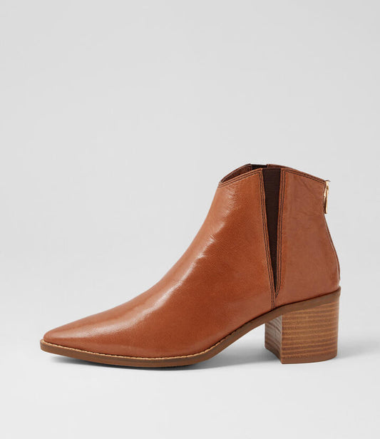 Image of Boots. Productname: Fondue Cognac Polish Leather Ankle Boots in Cognac Polish colour by brand - MIDAS