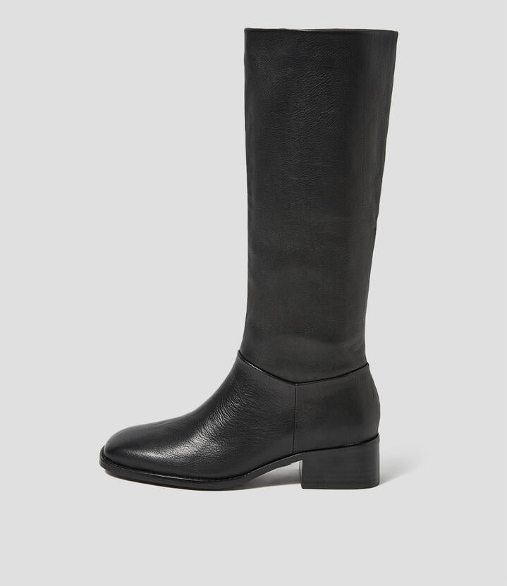 Image of Boots. Productname: Myles Black Leather Knee High Boots in Black-Black Heel colour by brand - MOLLINI