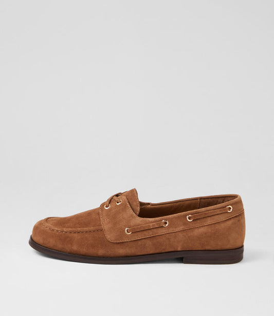 Image of Shoes. Productname: Quart Whiskey Suede Boat Shoes in Whiskey colour by brand - MIDAS