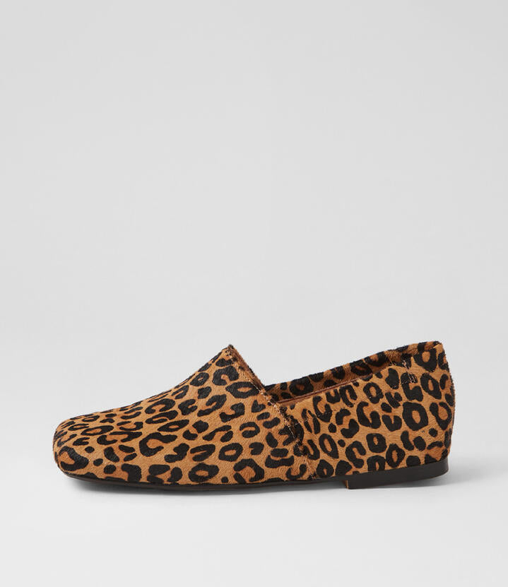 Image of Shoes. Productname: Adapt Light Tan Leopard Pony Flat Shoes in Lt Tan Leopard colour by brand - MIDAS