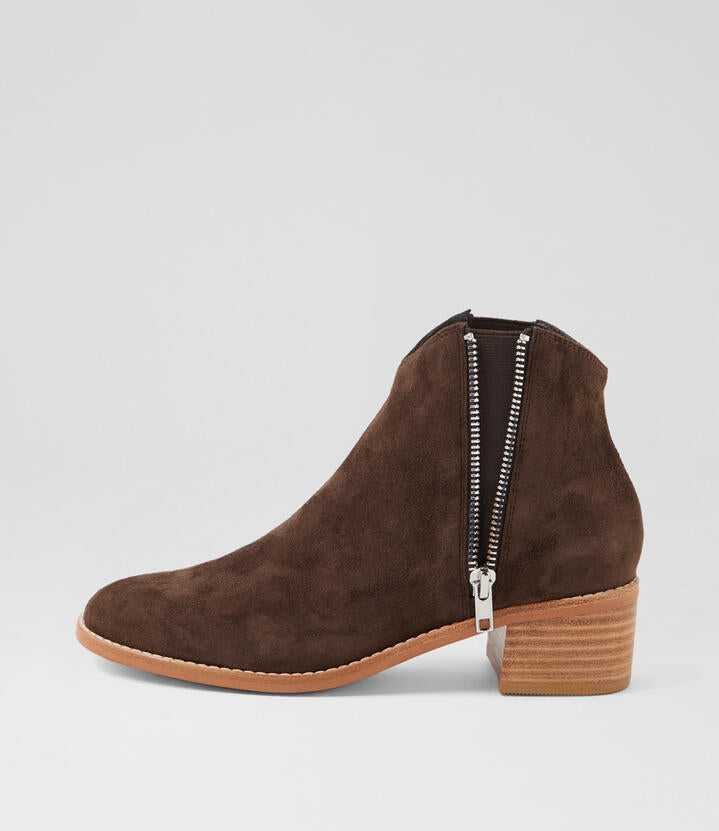 Image of Boots. Productname: Rosca Choc Suede Ankle Boots in Choc colour by brand - MIDAS