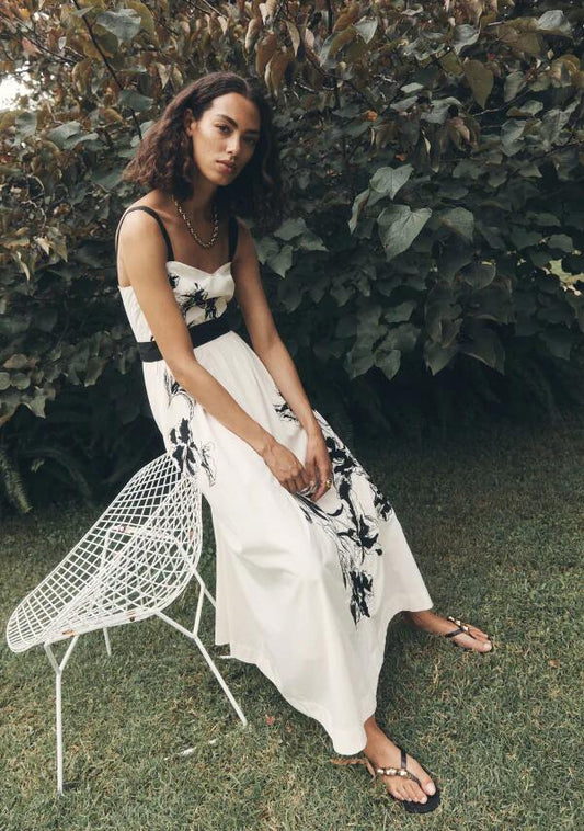 Image of Dresses. Productname: Lis Embroidery Midi Dress in Ivory colour by brand - MOS The Label
