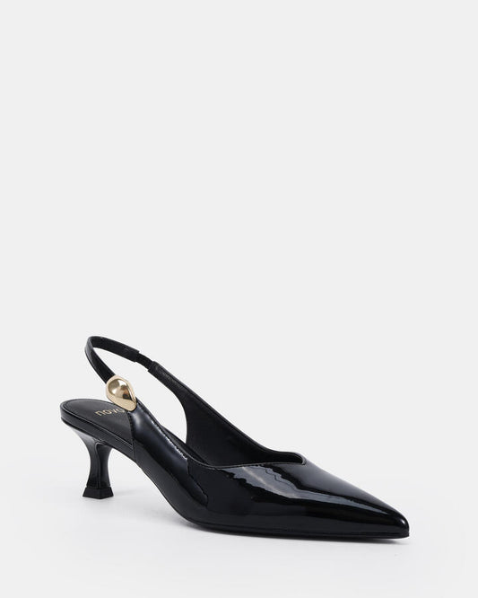 Image of Shoes. Productname: Ionize: Black Patent - Women's Court - Low Heel in Black colour by brand - Novo