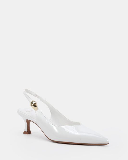 Image of Shoes. Productname: Ionize: White Patent - Women's Court - Low Heel in White colour by brand - Novo