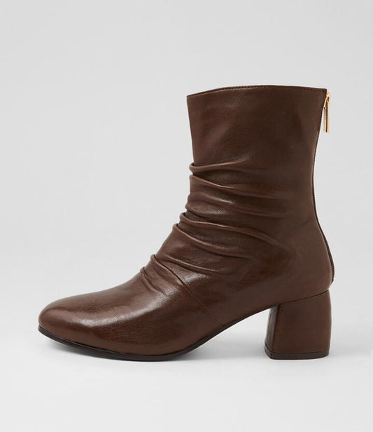 Image of Boots. Productname: Flash Cocoa Leather Ankle Boots in Cocoa colour by brand - MIDAS