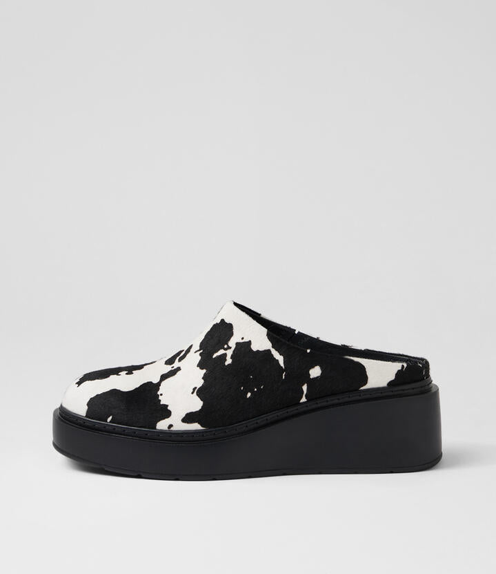 Image of Sandals. Productname: Semille Black Cow Pony Mules in Black Cow colour by brand - MOLLINI