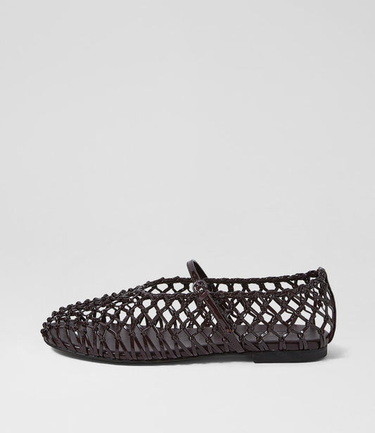 Image of Shoes. Productname: Agin Burgundy Patent Ballet Flats in Burgundy colour by brand - MOLLINI