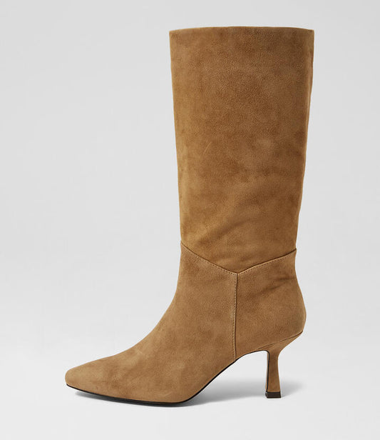 Image of Boots. Productname: Aleesh Tobacco Suede Calf Boots in Tobacco colour by brand - MOLLINI