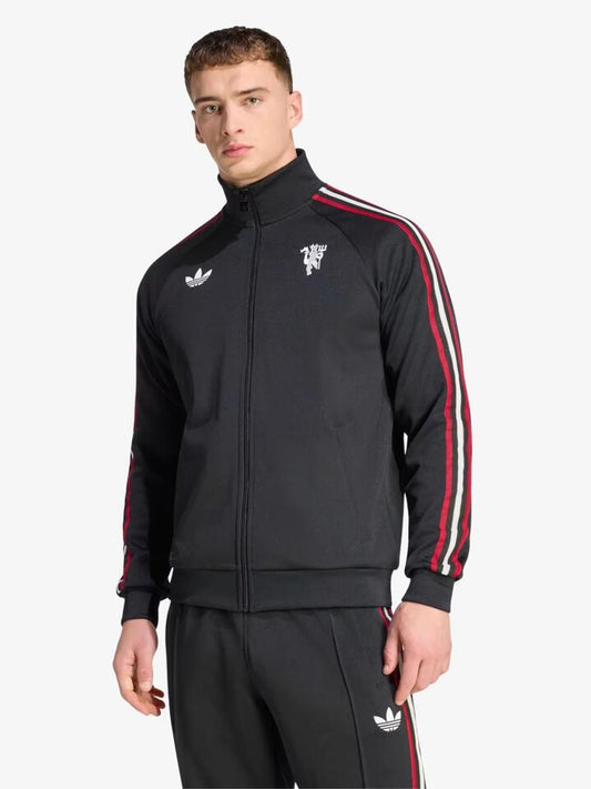 Image of a model wearing Tops. Productname: Adidas Manchester United Originals Track Top in Black colour by brand - Adidas