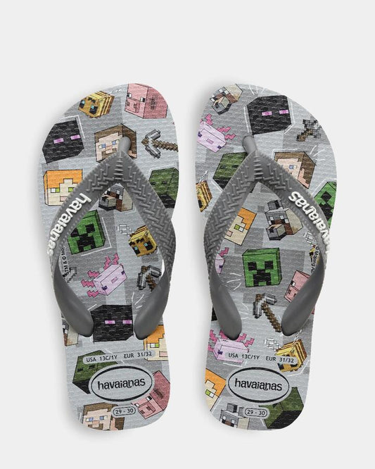 Image of Sandals. Productname: havaianas Boys 4-9 Kids Top Minecraft Thongs Steel Grey - in Steel Grey colour by brand - Havaianas