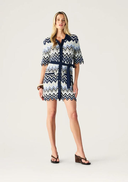 Image of Dresses. Productname: Pulse Knit Mini Shirt Dress | MOS The Label in Classic Navy colour by brand - MOS The Label