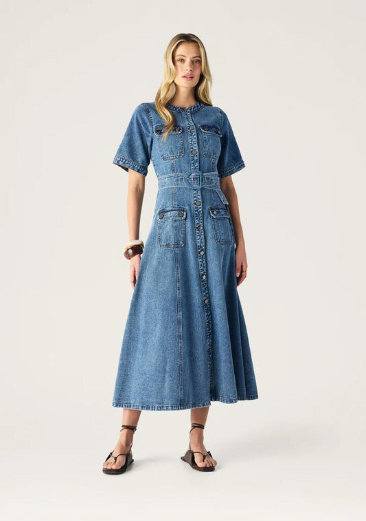 Image of Dresses. Productname: Aveline Denim Dress | MOS The Label in Light Indigo colour by brand - MOS The Label