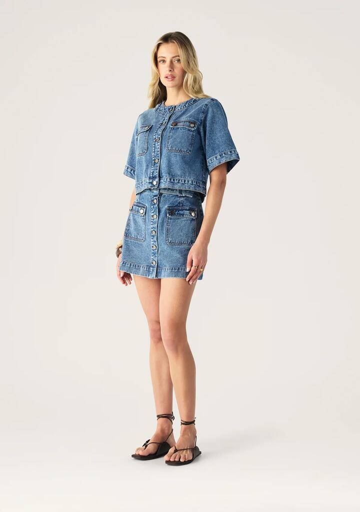 Image of Jeans. Productname: Aveline Denim Top | MOS The Label in Light Indigo colour by brand - MOS The Label
