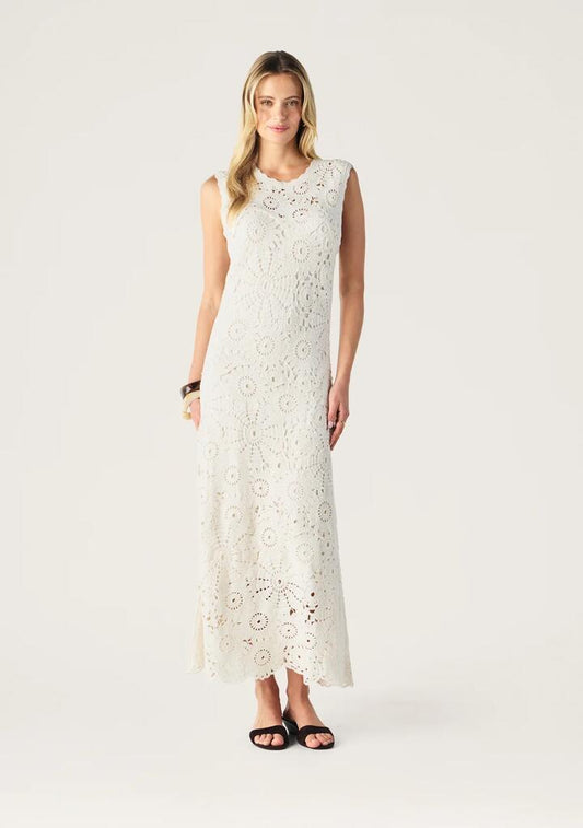 Image of Dresses. Productname: Anouk Crochet Maxi Dress | MOS The Label in Ivory colour by brand - MOS The Label