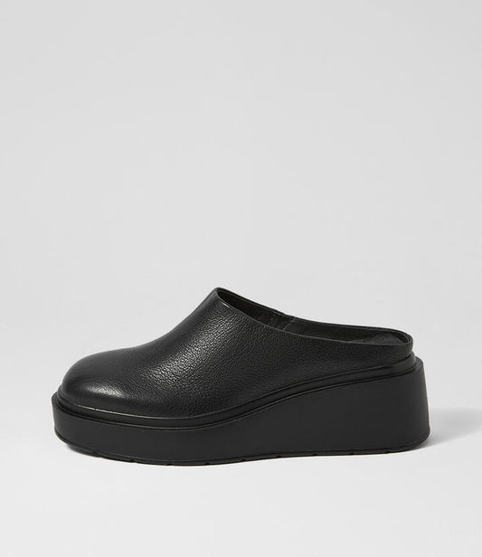 Image of Sandals. Productname: Semille Black Leather Mules in Black colour by brand - MOLLINI