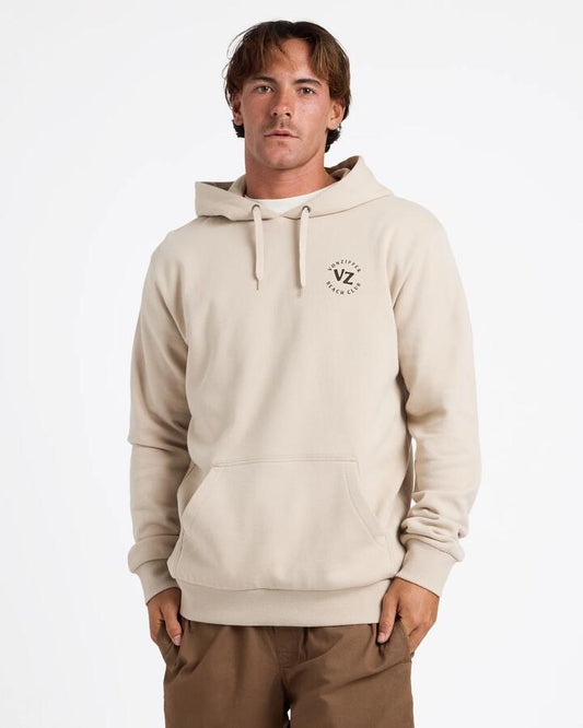 Image of a model wearing Outerwear. Product name - Von Zipper Mens Keystone Pullover Hoodie Earth in Earth colour by brand - Von Zipper