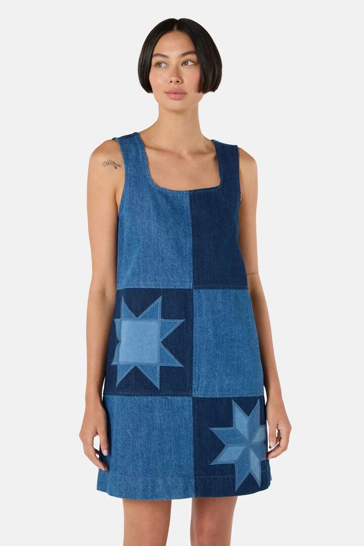 Image of Dresses. Product name - Pinwheel Denim Dress in Denim colour by brand - Gorman