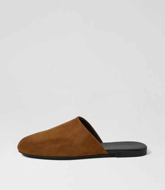 Image of Sandals. Product name - Philoa Umber Suede Mules in Umber colour by brand - MOLLINI