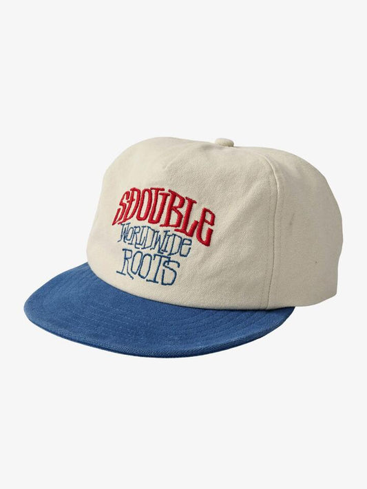 Image of Shoes. Productname: S-Double Worldwide Roots Fold Up Canvas Cap ONE SIZE Natural/Warm Blue in Natural/Warm Blue colour by brand - S-Double