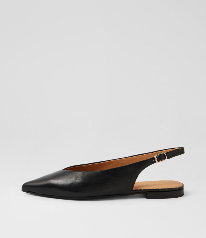 Image of Shoes. Productname: Adjoss Black Leather Flat Shoes in Black colour by brand - MIDAS