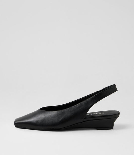 Image of Heels. Productname: Paramore Black Leather Heels in Black colour by brand - MIDAS