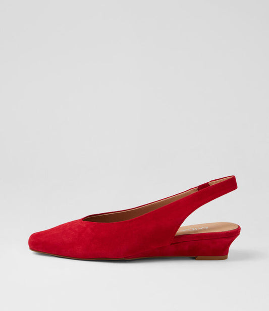 Image of Heels. Productname: Paramore Red Suede Heels in Red colour by brand - MIDAS