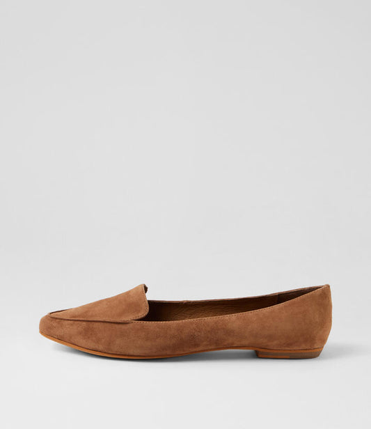 Image of Flats. Productname: Gyro Coffee Suede Loafers in Coffee colour by brand - MOLLINI