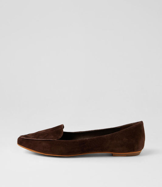 Image of Flats. Productname: Gyro Dark Choc Suede Loafers in Dk Choc colour by brand - MOLLINI