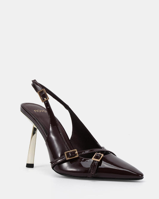 Image of Heels. Productname: Ztella: Espresso Patent - Women's High Fashion in Espresso Patent colour by brand - Novo