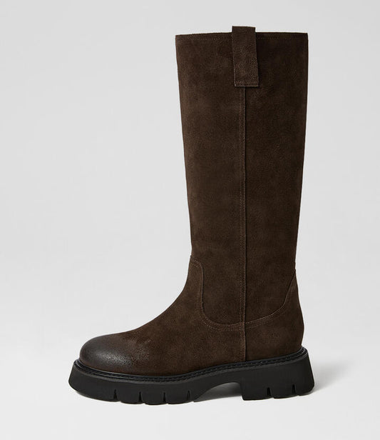 Image of Shoes. Productname: Krever Dark Choc Suede Flat Shoes in Dk Choc colour by brand - MOLLINI