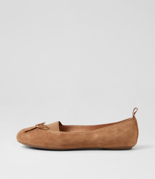 Image of Shoes. Productname: Beckit Light Choc Suede Ballet Flats in Lt Choc colour by brand - MIDAS