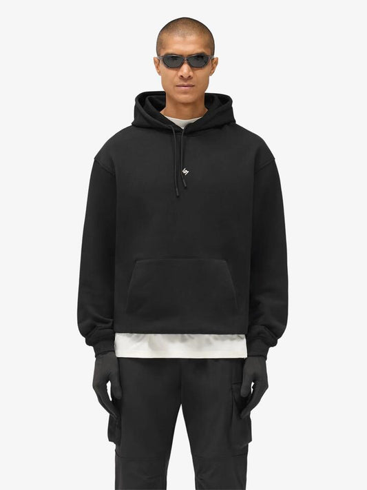 Image of a model wearing Outerwear. Productname: Represent 247 DNA Graphic Hoodie in Jet Black colour by brand - Represent