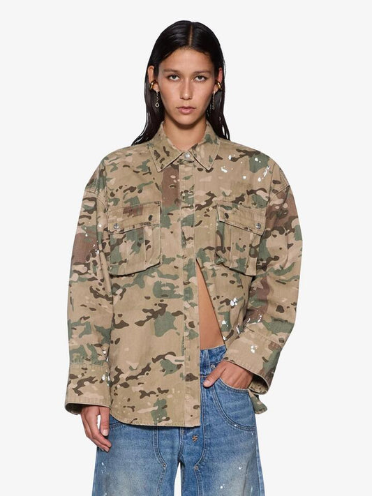 Image of Shirts. Productname: Ksubi Astra Cargo Ls Shirt in Woodland Camo colour by brand - Ksubi