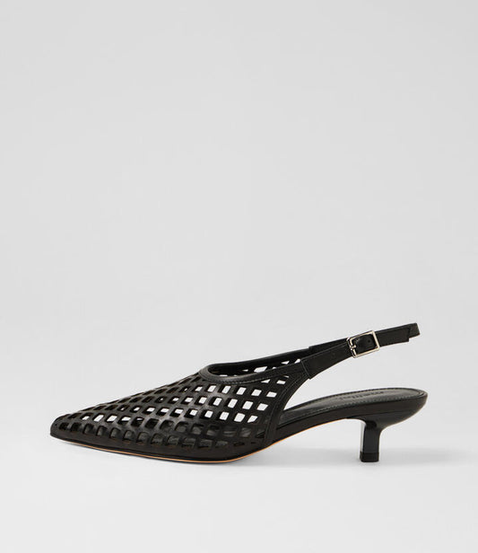 Image of Heels. Productname: Cidea Black Leather Heels in Black colour by brand - MOLLINI